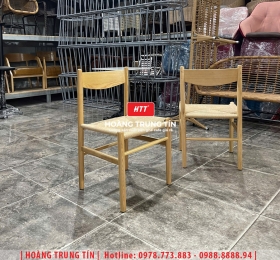 Ghế cafe gỗ đan dây cói/giấy se HTT02