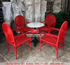 Bàn ghế nhựa giả mây ngoài trời HTT111