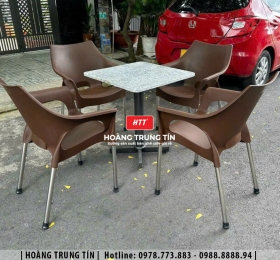 Bàn ghế nhựa đúc cafe HTT11