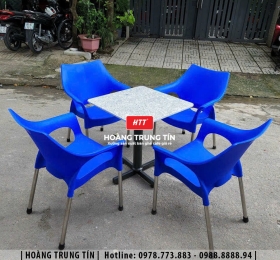 Bàn ghế nhựa đúc cafe HTT10