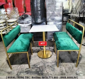 Bàn ghế sofa sắt nệm cafe HTT05