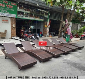 Giường tắm nắng đan nhựa giả mây HTT012