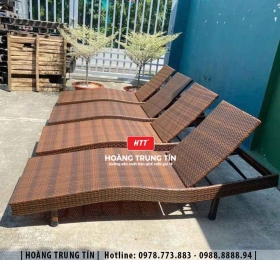 Giường tắm nắng đan nhựa giả mây HTT013