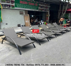 Giường tắm nắng đan nhựa giả mây HTT014