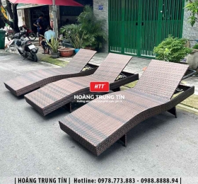 Giường tắm nắng đan nhựa giả mây HTT011