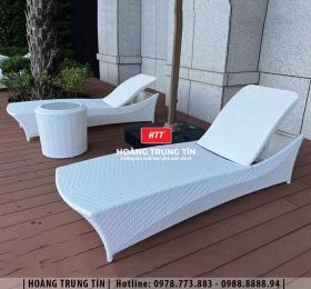 Giường hồ bơi đan nhựa giả mây HTT04