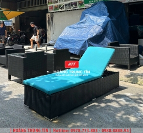 Giường tắm nắng đan nhựa giả mây HTT024