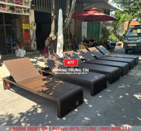 Giường tắm nắng đan nhựa giả mây HTT026