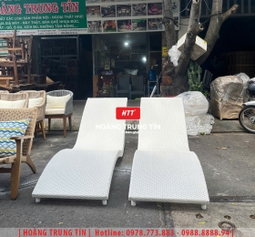 Giường tắm nắng đan nhựa giả mây HTT027