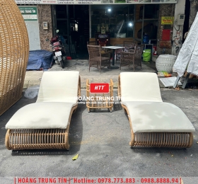 Giường tắm nắng đan nhựa giả mây HTT029