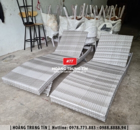 Giường tắm nắng đan nhựa giả mây HTT007