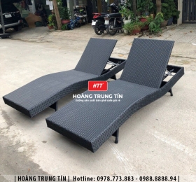 Giường tắm nắng đan nhựa giả mây HTT008