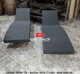 Giường tắm nắng đan nhựa giả mây HTT010