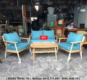 Bàn ghế sofa gỗ nệm cafe HTT20