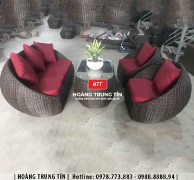 Sofa trứng đan nhựa giả mây HTT05