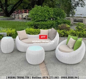 Sofa trứng đan nhựa giả mây HTT04