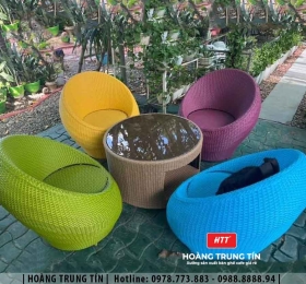 Sofa trứng đan nhựa giả mây HTT02