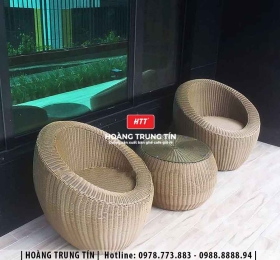 Sofa trứng đan nhựa giả mây HTT03