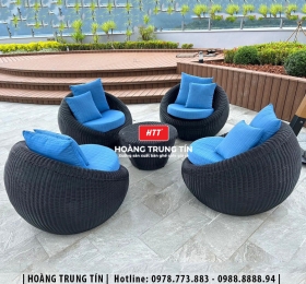 Sofa trứng đan nhựa giả mây HTT06