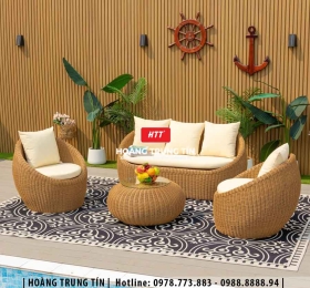 Sofa trứng đan nhựa giả mây HTT11