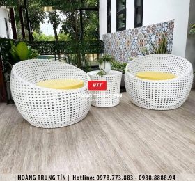 Sofa cafe đan nhựa giả mây HTT01