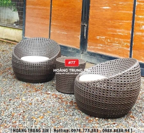 Bàn ghế sofa cafe đan nhựa mây HTT01