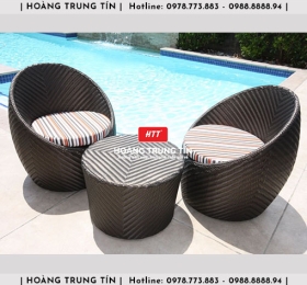 Sofa trứng đan nhựa giả mây HTT029