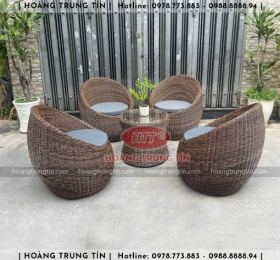 Sofa trứng đan nhựa giả mây HTT035