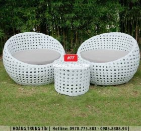 Sofa trứng đan nhựa giả mây HTT17