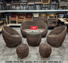 Sofa trứng đan nhựa giả mây HTT27