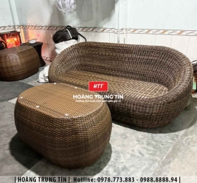 Bàn ghế trứng đan nhựa giả mây HTT04