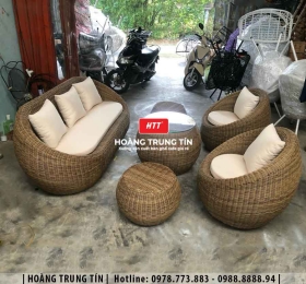 Sofa trứng đan nhựa giả mây HTT15