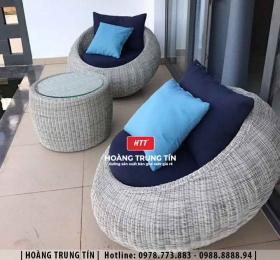 Sofa trứng đan nhựa giả mây HTT32