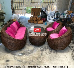 Sofa trứng đan nhựa giả mây HTT14