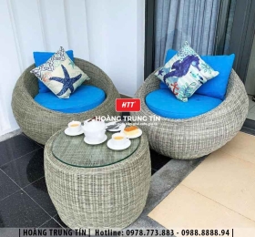 Sofa trứng đan nhựa giả mây HTT23