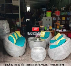 Sofa trứng đan nhựa giả mây HTT24