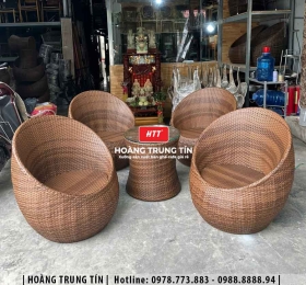 Sofa trứng đan nhựa giả mây HTT31