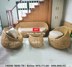 Sofa trứng đan nhựa giả mây HTT25