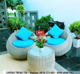 Sofa trứng đan nhựa giả mây HTT26