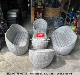 Sofa trứng đan nhựa giả mây HTT30