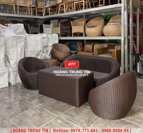 Bàn ghế trứng đan nhựa giả mây HTT14