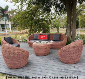 Sofa trứng đan nhựa giả mây HTT37