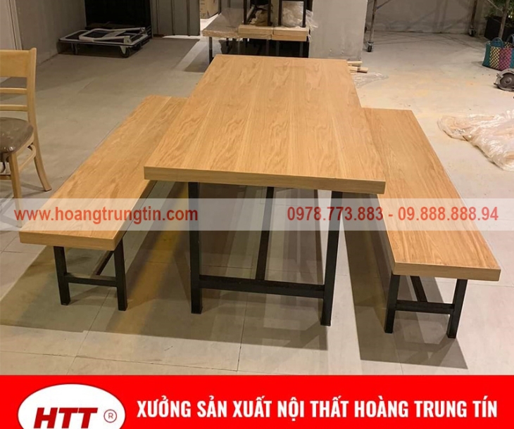 Bàn ghế chân sắt mặt gỗ (thanh lý) tại Bình Dương