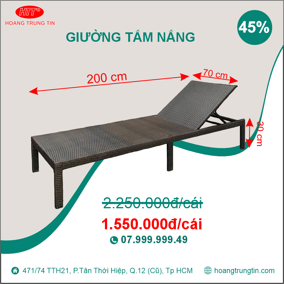 kích thước giường tắm nắng