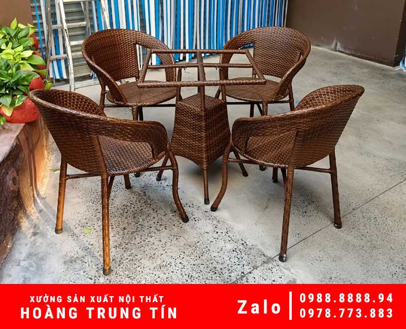 HOÀNG TRUNG TÍN - Bàn ghế cà phê nhựa giả mây chất lượng tại Trà Vinh