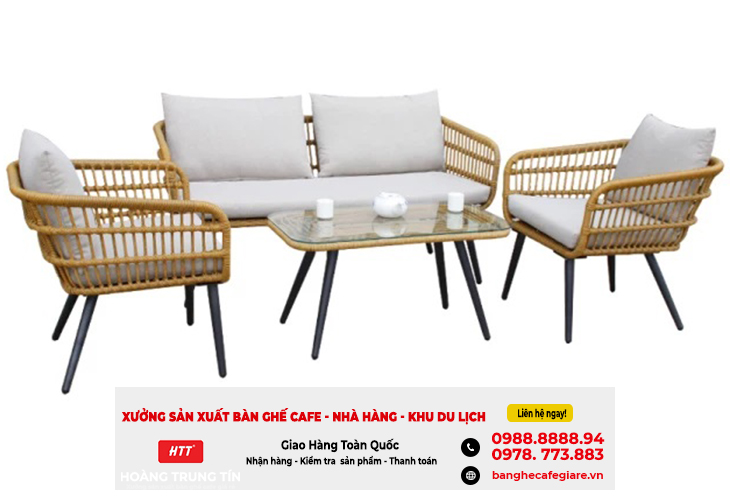 HOÀNG TRUNG TÍN - Bàn ghế sofa nhựa giả mây hện đại tại Đắk Lắk